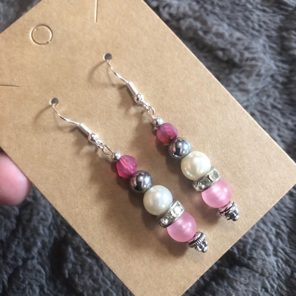 Handcrafted vintage bead genuine almandine garnet dangle earrings